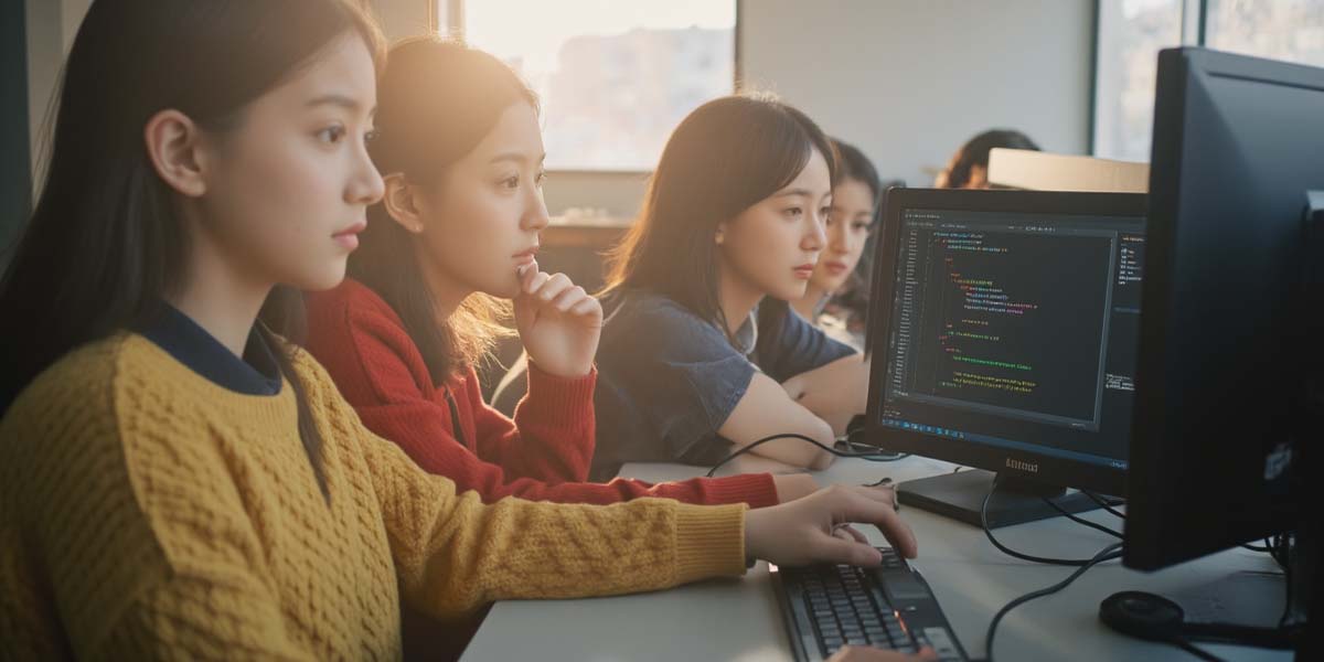 Students working in Harford Tech's computer lab